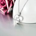 wholesale 925 Sterling Silver Heart Family Silhouette Photo Locket Pendant Necklace for Women-0-2