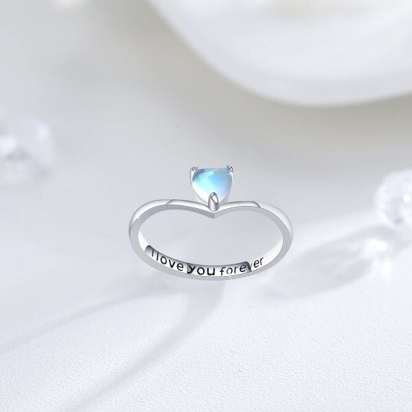 Sterling Silver Heart Moonstone Ring-4