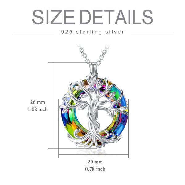 Sterling Silver Tree of Life Crystal Pendant Necklace-3