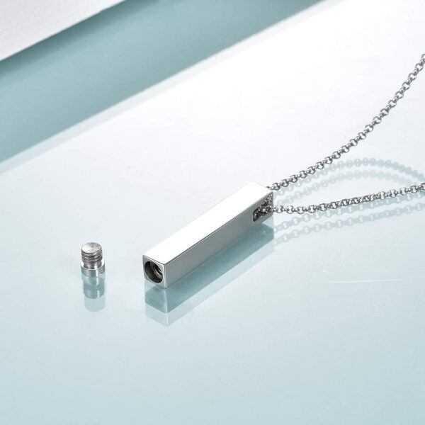 Sterling Silver Bar Shape Pendant Urn Necklace-2