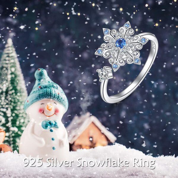 Sterling Silver Snowflake Funny Spinner Ring -1