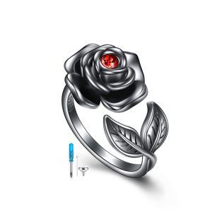 Sterling Silver Rose Urn Ring-0