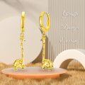 wholesale Gold-Plated 925 Sterling Silver Animal Shape Dangle Earrings with Giraffe Design for Women-0-5