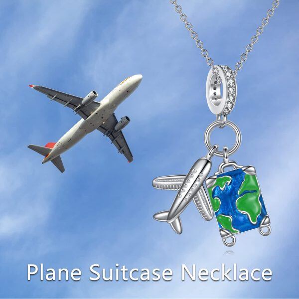 Sterling Silver Airplane Pendant Necklace -5