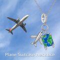 wholesale 925 Sterling Silver Travel Themed Plane & Map Charm Necklace for Women-0-5