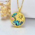 wholesale 925 Sterling Silver Plated Gold- Abalone Shell Double-Sided Sun & Moon Zodiaco Sign Pendant Necklaces for Women-0-3