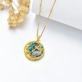 wholesale 925 Sterling Silver Plated Gold- Abalone Shell Double-Sided Sun & Moon Zodiaco Sign Pendant Necklaces for Women-0-4