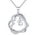 wholesale 925 Sterling Silver Heart-Shaped Love You Forever 15th Anniversary Pendant Necklace for Women-0-0
