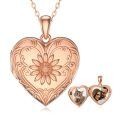 wholesale Rose Gold Heart-Shaped Photo Locket Pendant with Floral Design and Customizable Picture Frame - 925 Sterling Silver s for Women-0-0