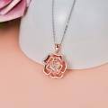 wholesale 925 Sterling Silver Rose Flower Shape Pendant with Stones and Funnel Set for Ashes Memory Keepsake Necklace-0-1