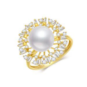 Sterling Silver Freshwater Cultured Pearl Ring -0