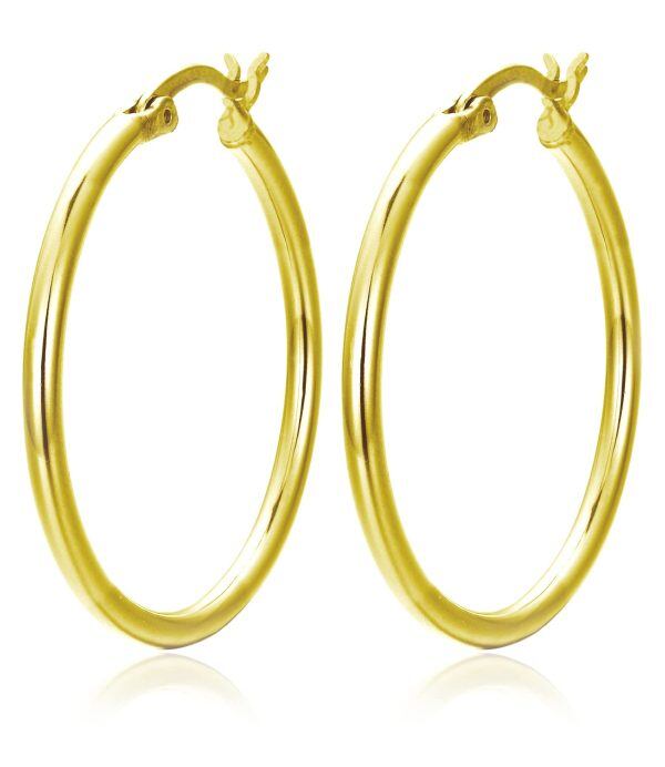 Sterling Silver Polished Hoop Earrings -5