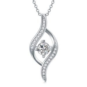 925 Sterling Silver Moissanite Diamond Pendant Necklace-0