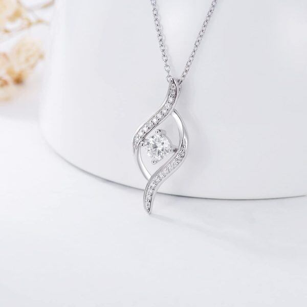 925 Sterling Silver Moissanite Diamond Pendant Necklace-1