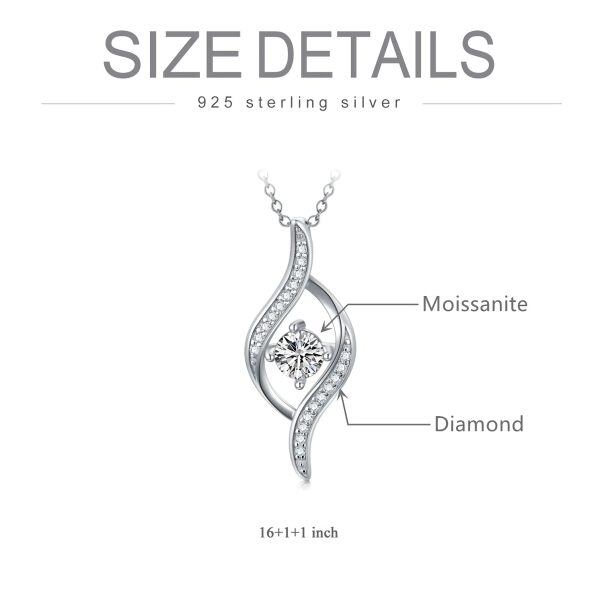 925 Sterling Silver Moissanite Diamond Pendant Necklace-5