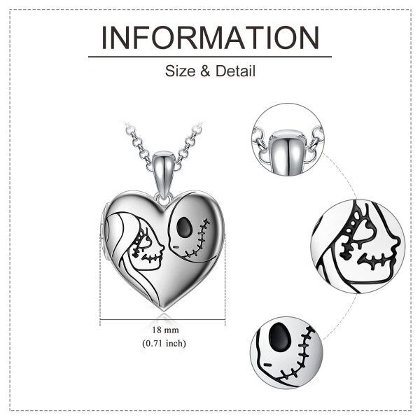 Sterling Silver Heart Photo Locket Pendant Necklace-1