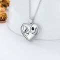 wholesale 925 Sterling Silver Heart Photo Locket Pendant Necklace with Skull Design for Women-0-3