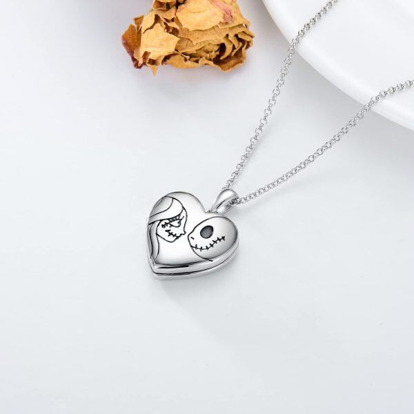 Sterling Silver Heart Photo Locket Pendant Necklace-4