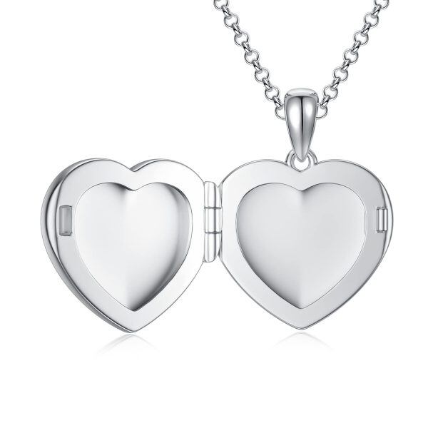 Sterling Silver Heart Photo Locket Pendant Necklace-5