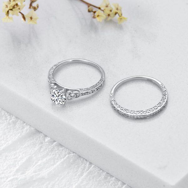 Sterling Silver Vintage Bridal Sets Rings -4