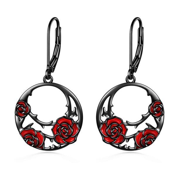 Sterling Silver Rose Earrings-0