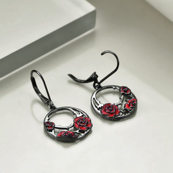 Sterling Silver Rose Earrings-3