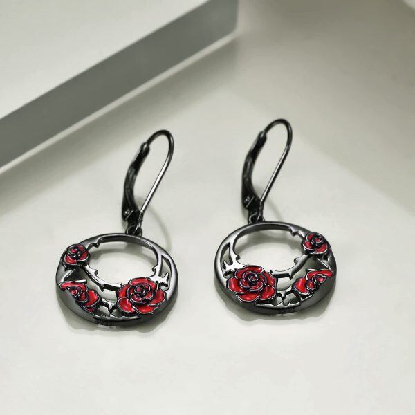 Sterling Silver Rose Earrings-4