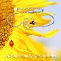 wholesale 925 Sterling Silver Ladybug Charm Bracelet with Sunflower Pendant for Women-0-5