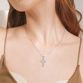 wholesale 925 Sterling Silver Cubic Zirconia Cross Pendant Necklace 20 Adjustable Chain-0-1