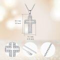 wholesale 925 Sterling Silver Cubic Zirconia Cross Pendant Necklace 20 Adjustable Chain-0-4