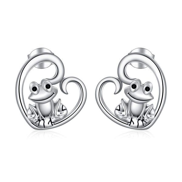 Sterling Silver Frog Earrings-0