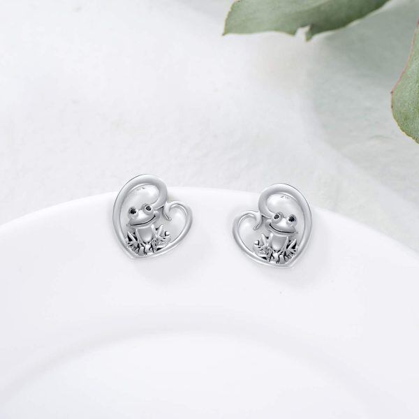 Sterling Silver Frog Earrings-3