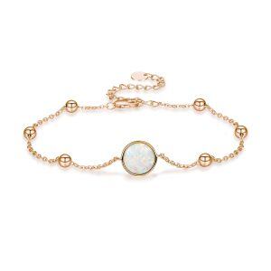 Sterling Silver Opal Charm Bracelets-0