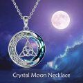 wholesale 925 Sterling Silver Celtic Knot Moonstone Triquetra Pendant Necklace for Women-0-4