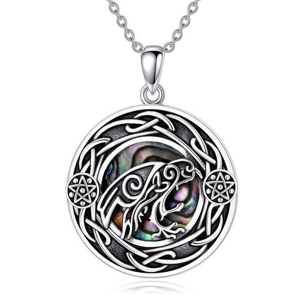 Sterling Silver Raven Pendant Necklace-0