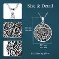 wholesale 925 Sterling Silver Round Abalone Shell Raven Pendant Necklace for Women-0-3