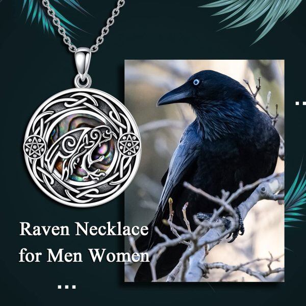 Sterling Silver Raven Pendant Necklace-5