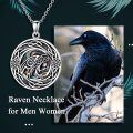 wholesale 925 Sterling Silver Round Abalone Shell Raven Pendant Necklace for Women-0-5