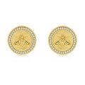 wholesale Gold-Plated 925 Sterling Silver Round Honeycomb Bee Stud Earrings for Women-0-0