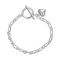 wholesale 925 Sterling Silver Heart Toggle Clasp Paperclip Chain Bracelet for Women-0-0