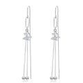 wholesale 925 Sterling Silver Butterfly Threader Drop Earrings with Cubic Zirconia and Chain Accents-0-0