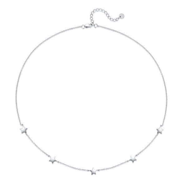 Sterling Silver Minimalist Thin Stars Choker Necklace -0