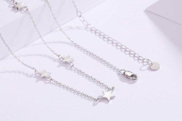 Sterling Silver Minimalist Thin Stars Choker Necklace -2