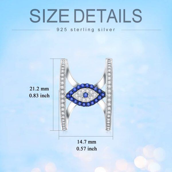 Sterling Silver Blue Evil Eye Ring-4