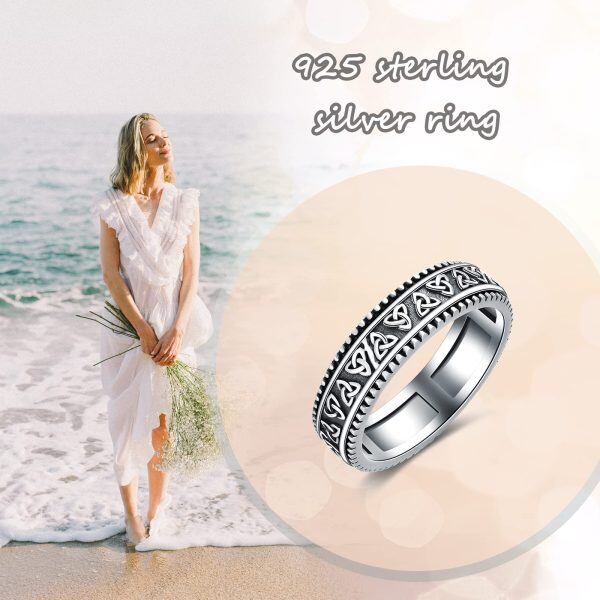 Sterling Silver Anxiety Ring Spinner Rings-4