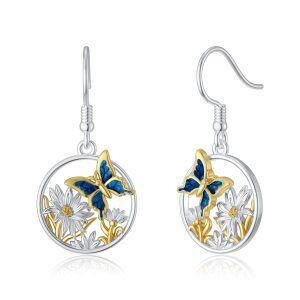 Sterling Sliver Butterfly Dangle Drop Earring-0