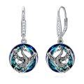 wholesale 925 Sterling Silver Blue Crystal Dragon Dangle Earrings for Women-0-0