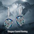 wholesale 925 Sterling Silver Blue Crystal Dragon Dangle Earrings for Women-0-2