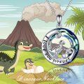 wholesale 925 Sterling Silver Dinosaur Pendant with Blue Crystals and I Love You Forever Inscription Necklace for Women-0-1