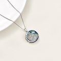 wholesale 925 Sterling Silver Dinosaur Pendant with Blue Crystals and I Love You Forever Inscription Necklace for Women-0-4